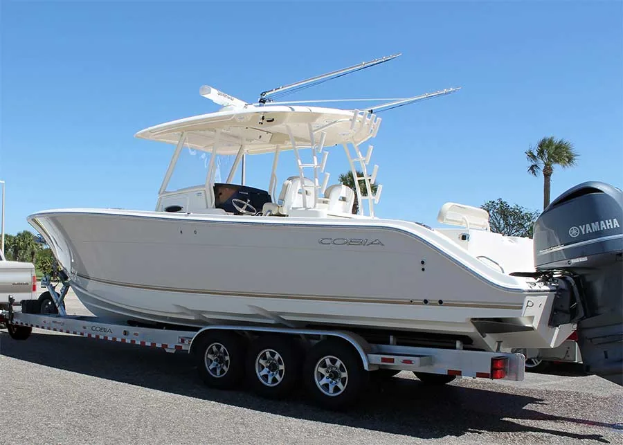 Laval boat loaded on a trailer for recovery and towing